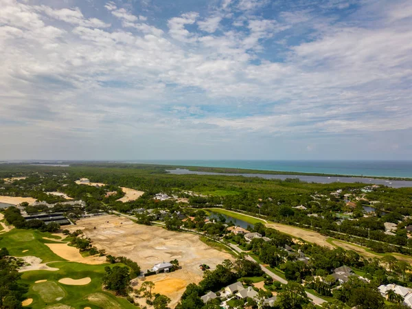 Foto Aerea Campo Golf Paesaggio Con Dimore Hobe Suono Florida — Foto Stock