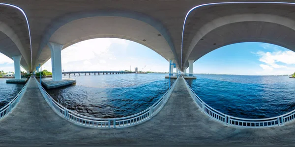 360 Kugelförmige Gleicheckige Foto Stuart Riverwalk Uferpromenade Florida Usa — Stockfoto