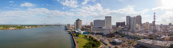 Aerial Panorama Downtown New Orleans Mississippi River Circa Scene — Stock Photo, Image