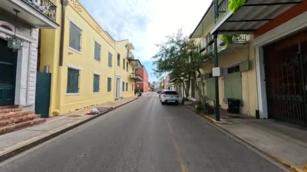 Passeio Carro Pelas Ruas French Quarter New Orleans Usa Por — Vídeo de Stock