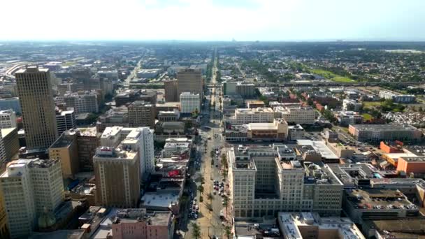 Съёмки Воздуха Центре Нового Орлеана Над Канал Стрит Около 2023 — стоковое видео