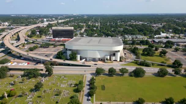 Excursão Aérea Vídeo Estádio Arena Esportes Eventos Pensacola Bay Center — Vídeo de Stock