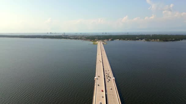 Luchtvaart Pensacola Bay Bridge Voltooid 2023 — Stockvideo