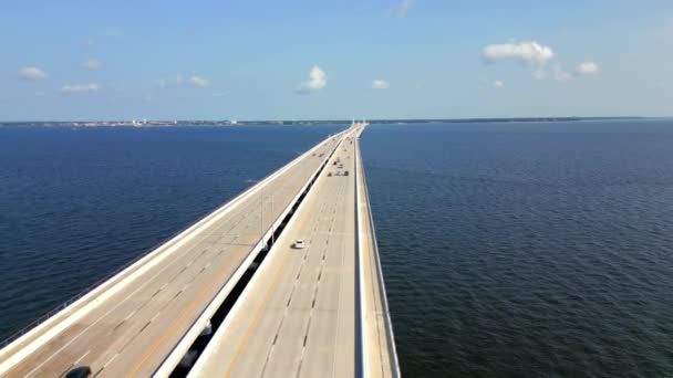Drone Wideo Ukończonego Pensacola Bay Bridge Floryda — Wideo stockowe