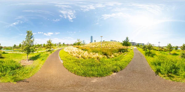 360 Equirettangolare Foto Scissortail Park Downtown Oklahoma City — Foto Stock