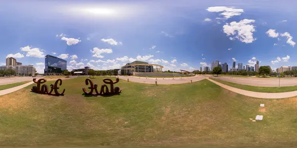 360 Rechthoekige Foto Park Scene Downtown Austin Texas Bij Colorado — Stockfoto