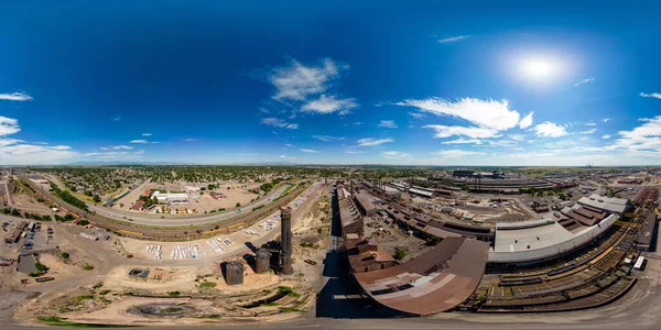 Aerial Drone 360 Equirectangular Photo Industrial Rust Steel Minerals Factory — Stock Photo, Image