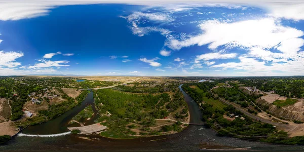 Aeronave 360 Drone Foto Equiretangular City Park Pueblo Colorado Eua — Fotografia de Stock