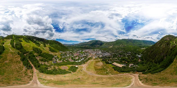 Aerial 360 Drone Photo Aspen Colorado Circa 2023 Equirectangular — Stock Photo, Image