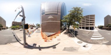 Austin, TX, ABD - 24 Temmuz 2023: 360 eşkenar dörtgen fotoğraf Austin Texas şehir merkezindeki Omni Otel Binası