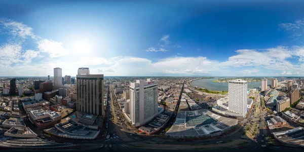 ニューオーリンズ 2023年7月22日 ニューオーリンズ ルイジアナのダウンタウンの空中360平方形の画像 — ストック写真