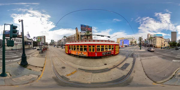New Orleans Usa July 2023 360 Equirectangular Photo Streetcar Electric — Stock Photo, Image