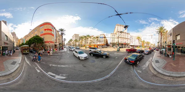美国洛杉矶新奥尔良 2023年7月22日 360等长方形照片新奥尔良运河街 — 图库照片