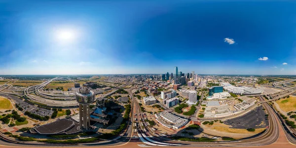 Dallas Usa July 2023 Aerial Drone 360 Photo Reunion Tower — Stock Photo, Image