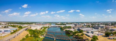 Aerial panorama Waco Texas Brazos River circa July 2023 clipart