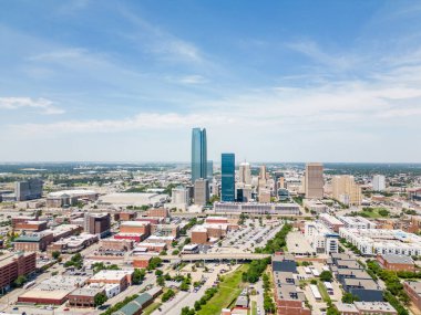 Houston şehir merkezi gökyüzü mavi gökyüzü ile gökyüzü