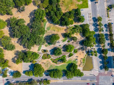 Dallas 'ın merkezindeki hava aracı fotoğrafı.