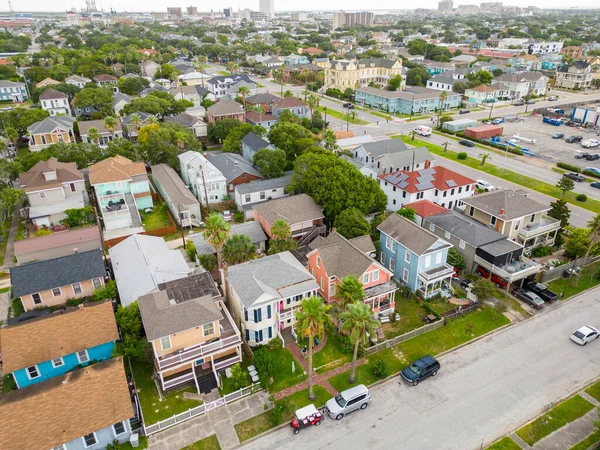 Aerial Photo Residential Homes Galveston Beach Texas — Stock Photo, Image