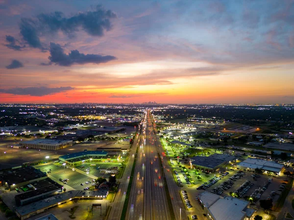 Aerial Photo Highway I45 Heading Downtown Houston Texas — Stock Photo, Image