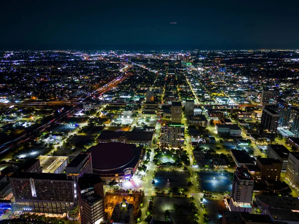 Foto Aerea Notturna Downtown Houston Texas Circa Luglio 2023 — Foto Stock