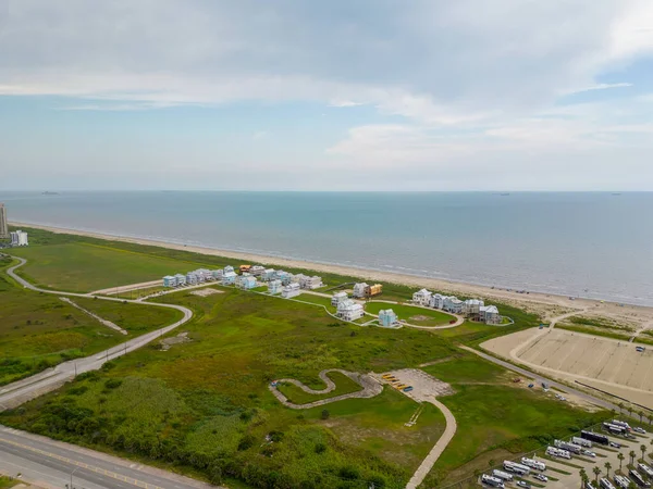 Luftbild Luxusferienwohnungen Galveston Beach Texas Juli 2022 — Stockfoto