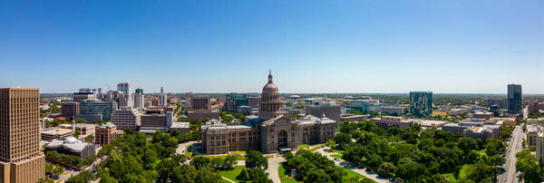 Aerial panorama Texas State Capitol Building Austin