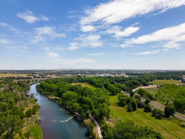 Aerial Photo Pueblo City Park Colorado Summer 2023 Arkansas River — Stock Photo, Image