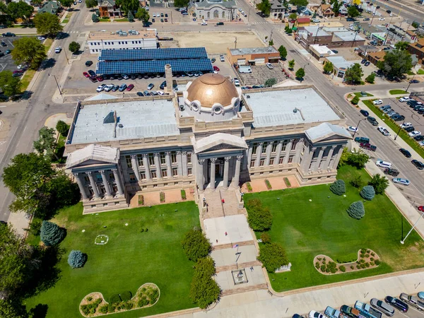 Aerial Drone Photo Pueblo County Motor Vehicle Department Government Building — Stock Photo, Image