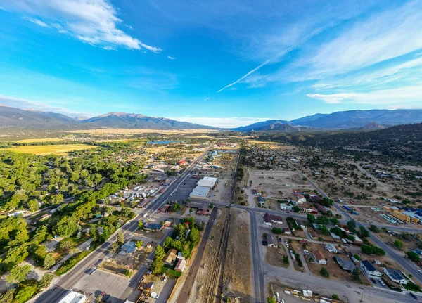 Aerial Photo Buena Vista Residential Industrial Railroad Tracks Colorado — Stock Photo, Image