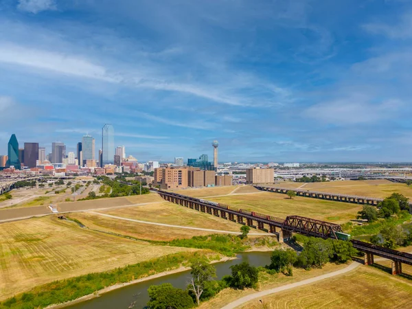 Aerial Photo Train Tracks Dallas Texas — Stock Photo, Image