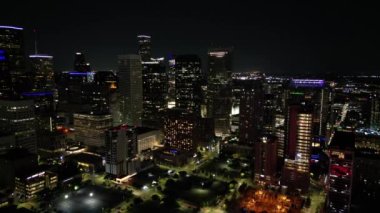 Houston şehri Teksas gece stoku videosu