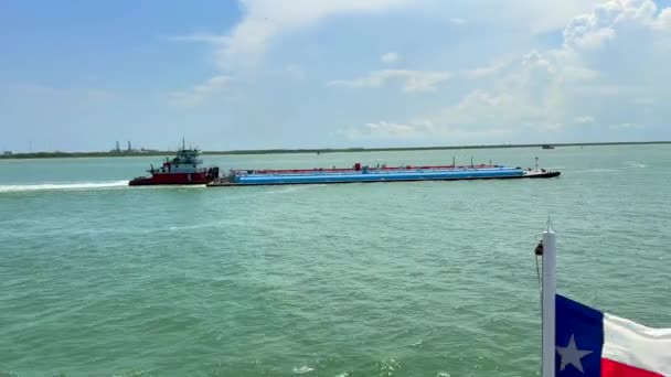 Båttur Port Bolivar Galveston Inlopp Texas — Stockvideo