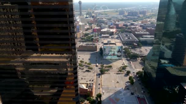 Vliegen Tussen Torens Downtown Texas Usa — Stockvideo
