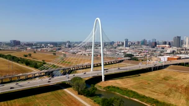 Video Drone Aereo Margaret Hunt Hill Bridge Dallas Texas Circa — Video Stock
