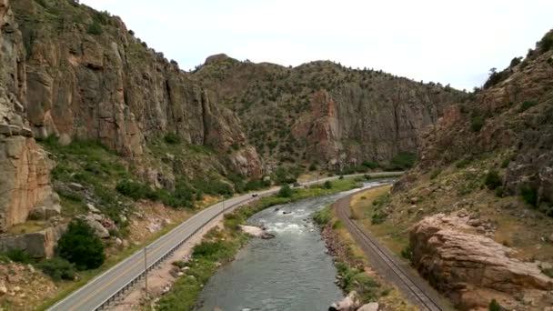 Hızlı Nehir Insansız Hava Aracı Videosu Cotopaxi Colorado — Stok video