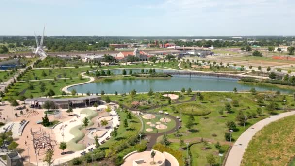 Filmări Drone Aeriene Scissortail Park Oklahoma City Summer 2023 — Videoclip de stoc