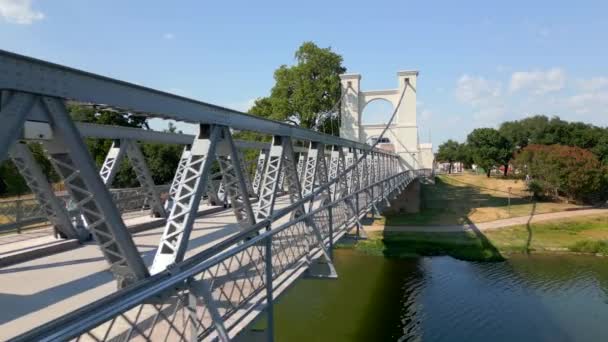 Vídeo Drones Aéreos Waco Suspension Bridge Texas — Vídeos de Stock