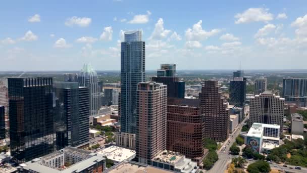Aerial Orbit Downtown Austin Texas Egyesült Államok Nagyvárosi Túra — Stock videók
