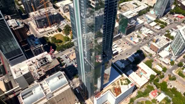 Luftbild Austin Texas Höchste Tower Residences Luxus Eigentumswohnung Gebäude — Stockvideo