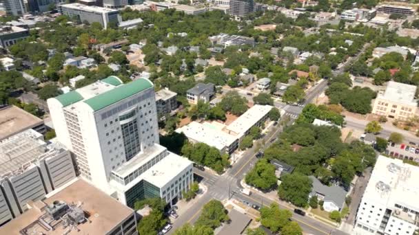 Aerial Video Travis County Court Jail Downtown Austin Texas — 图库视频影像