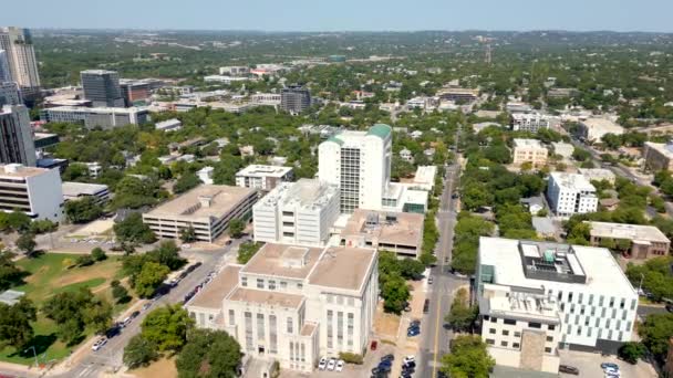 Letecké Video Travis County Soud Vězení Downtown Austin Texas — Stock video