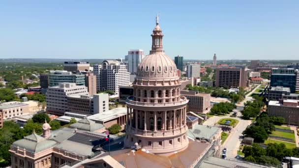 Drohnen Umkreisen Texas Capitol Gebäude — Stockvideo
