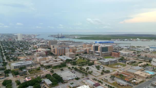Letecké Video Galveston Port Nemocnice — Stock video