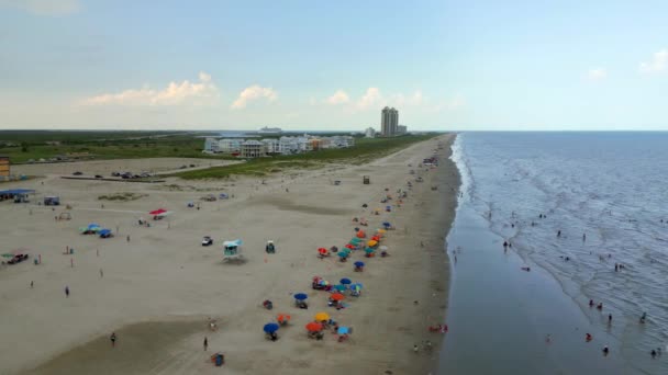 Aerial Βίντεο Παγκοσμίου Φήμης Galveston Beach Τέξας 2023 Περιοδεία — Αρχείο Βίντεο