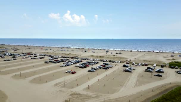 Εναέρια Βίντεο Galveston Stewart Beach Parking Κόλπος Του Μεξικού — Αρχείο Βίντεο