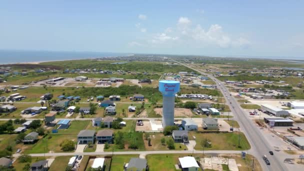 Aerial Drone Stock Footage Crystal Beach Bolivar Peninsula Texas Zomer — Stockvideo