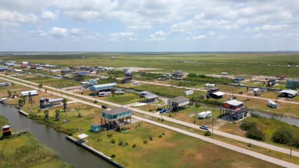 Casas Video Drones Aéreos Pilotes Península Bolívar Texas Circa 2023 — Vídeos de Stock
