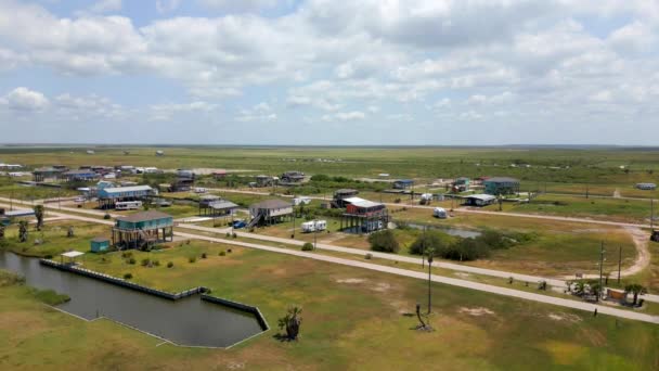 Aerial Drone Video Bolivar Peninsula Texas Stits Homes Vacation Rentals — 图库视频影像