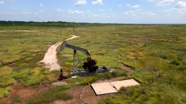 Luchtfoto Ruwe Olie Pomp Jack Texas Verenigde Staten — Stockvideo