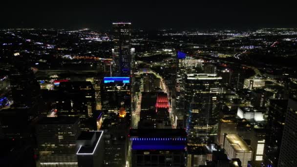 Aerial Sidovy Sidoflygning Över Houston Texas Skyline — Stockvideo